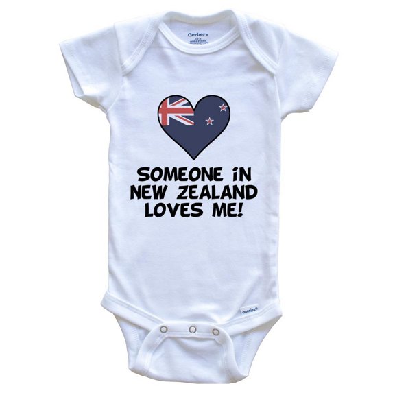 Someone In New Zealand Loves Me Kiwi Flag Heart Baby Bodysuit, 0-3 Months White