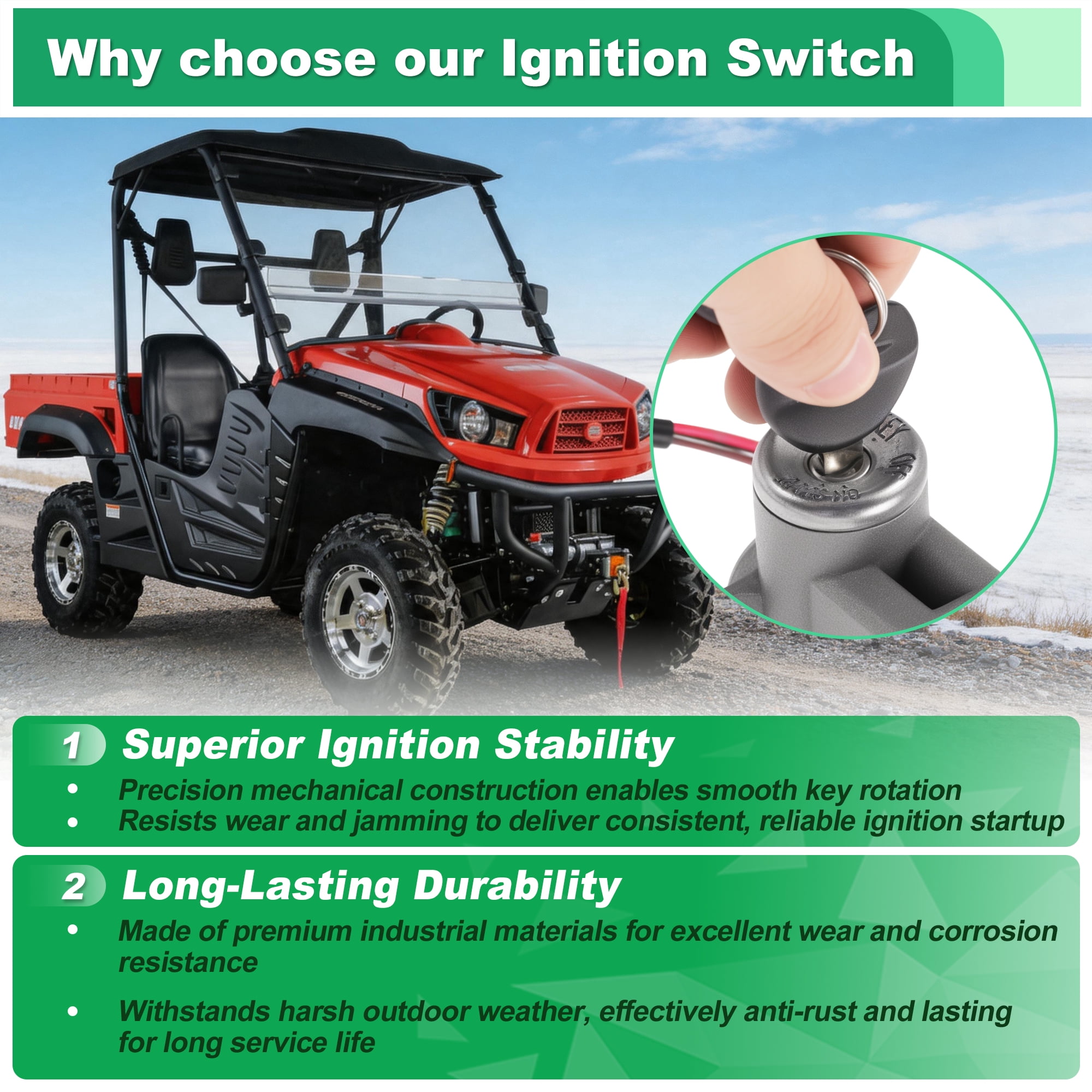 Unique Bargains 372001150100 Ignition Switch Lock Set with Keys for Hisun UTV