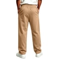 thumbnail image 3 of Rexolia Mens High Waist Brushed Fleece Sweatpants Open Bottom Loose Straight Drawstring Casual Camel S, 3 of 5