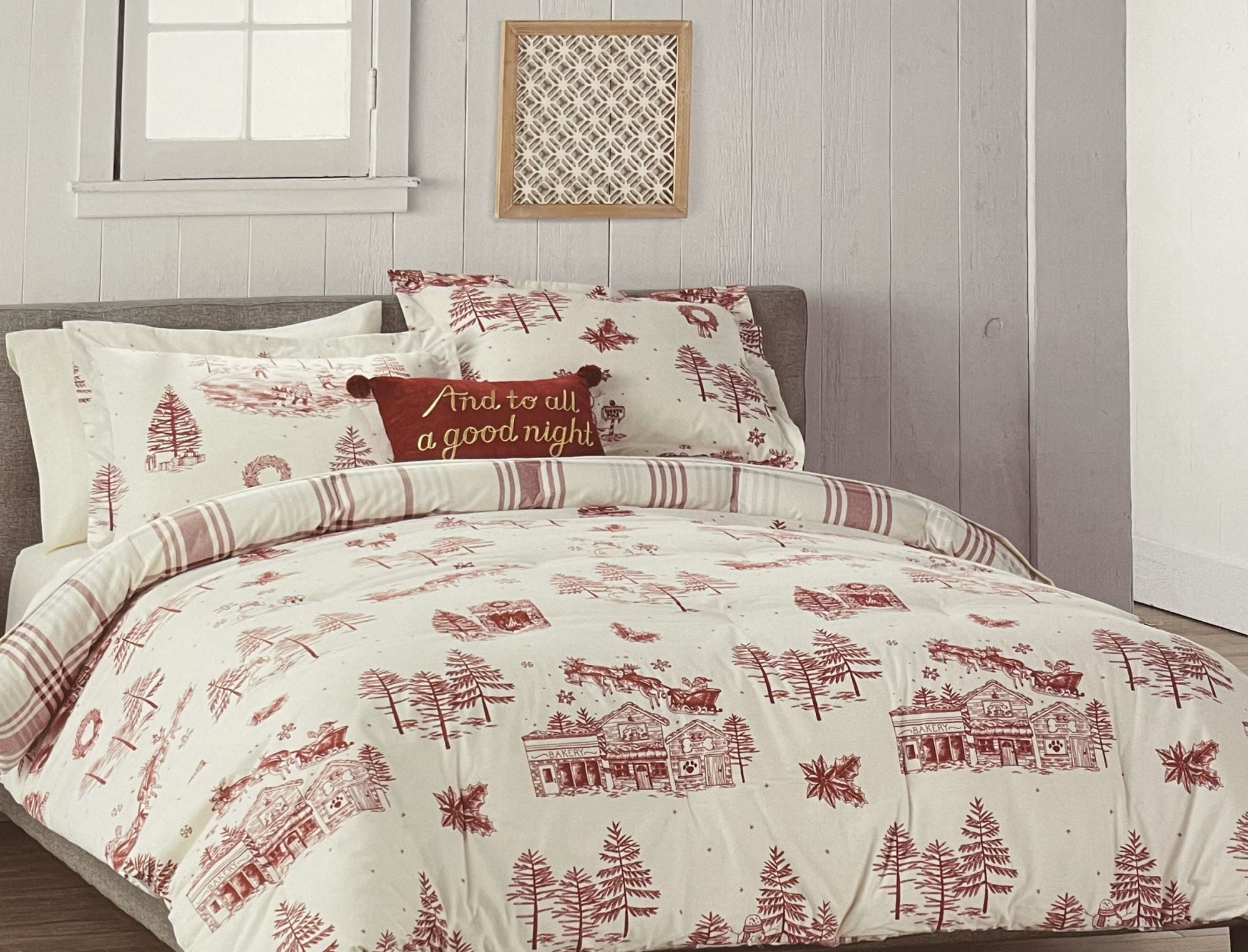 Cuddle Duds Christmas Flannel Full Queen Comforter Set with Shams & Pillow, 4 Pc - Walmart.com