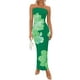 thumbnail image 1 of Vestido largo PRETTYGARDEN para mujer, sin tirantes, floral, verde, XL, 1 of 6