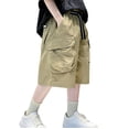 thumbnail image 4 of UACY Boys Cargo Shorts Baggy Casual Elastic Waist Knee Length Wide Leg Shorts Summer Trendy Outdoor Hiking Pants ﻿, 4 of 6