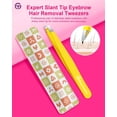 thumbnail image 2 of Expert Eyebrow Hair Removal Tweezer with Leather Case, General High Precision Slant Tip Stainless Steel Tweezers for Men and Women (Chartreuse Yellow), 2 of 14