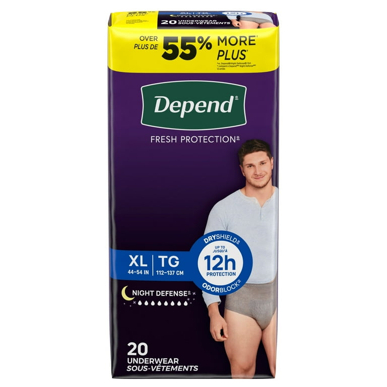 Depend Night Defense Incontinence Underwear for Men, Adult Diapers