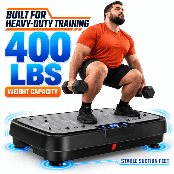 200W Motor Vibration Plates for Home Workouts, 400 LBS Capacity Vibration Plate Exercise Machine with 99 Speeds, 5 Preset Programs, 30dB Quiet Operation, Dual Control & Resistance Bands Gift