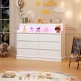 thumbnail image 2 of 6-Drawer Dresser with LED Lights & Charging Station, USB Ports, 2 of 2