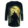 thumbnail image 5 of WMTBSRSW Womens Fall Shirts Halloween Crewneck 3/4 Length Sleeve Witch Silhouette Tops Loose Casual Graphic Tee Spooky Season Tees, 5 of 5