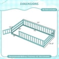 thumbnail image 3 of Costway Twin Size Wooden Floor Bed with Full Length Safety Guardrails Door & Latch Icy Aqua, 3 of 10
