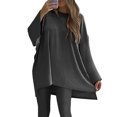 thumbnail image 6 of Babysbule Womens Fall Plus Top Sets Sales Women's Fashion Casual Color Long Sleeve Irregular Round Neck Shirt Set, 6 of 6