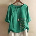 thumbnail image 2 of Chandail à Manches Courtes pour Femmes, Chemise Ample à Fleurs, Blouse Imprimée, Tee-Shirt Extensible, Col Roulé, Manches Longues, 2 of 5
