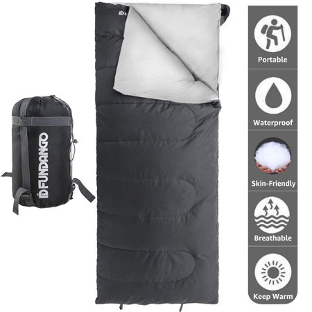 FUNDANGO Lightweight Sleeping Bag Compact Waterproof Rectangular/Envelope Cozy Portable Summer Backpacking Camping Hiking Sleeping Bags for Adults/Kids Extreme 4?/39.2?with Compression Bag