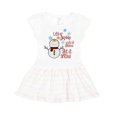 

Inktastic Christmas Let it Snow Cute Snow Man with Snowflakes Gift Toddler Girl Dress