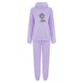 thumbnail image 3 of Gibobby Conjunto de sudadera y pantalones Traje pantalón de dos piezas con capucha informal y estampado floral de diente de león para mujer(Morado,G), 3 of 4