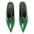 thumbnail image 4 of YDN Women Classic Closed Pointed Toe Slip On Clogs Kitten Low Heels V Cut Mules Comfortable Shopping Dressy Slides Sandals Size 12 Green, 4 of 4