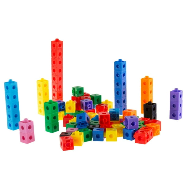 Hey! Play! Building Block Cube Set 100 Piece Colorful Plastic Snap