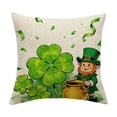 thumbnail image 2 of VBBHG St Patricks Day Shamrock Dwarf Gnome Pillow Cover, 17.71x17.71 Inch Clover Gold Coins Tiny Ladybug Cushion Case Decoration for Sofa Couch, 2 of 6