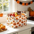 thumbnail image 6 of Novryn Halloween Storage Bin, Large Foldable Fabric Organizer Basket With Handles, Waterproof Halloween Print, 15 x 10.2 x 9.8 Inch - White Pumpkin Print, 6 of 6