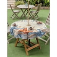 thumbnail image 4 of Outdoor Tablecloths with Umbrella Hole & Zipper, Blue Coastal Round Tablecloth 54 Inch, Summer Beach Starfish Weeping Eucalyptus Retro Waterproof Table Cloth, Patio/Pool/Picnic Table Covers, 4 of 8
