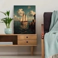 thumbnail image 5 of Antique Sailing Ship Seascape Canvas Beach House Nautical Fine Wall Art, 5 of 8