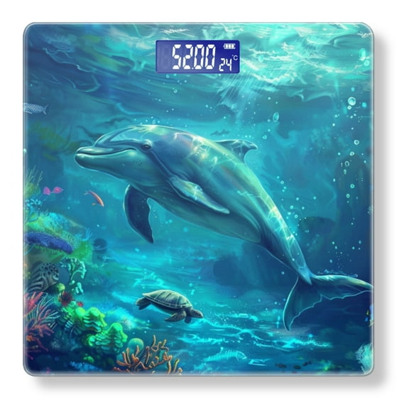 Bathroom Scale, Highly Accurate Digital Body Scale,Precisely Measures Weight up to 400 lbs-Majestic Dolphin Gracefully Glides