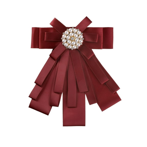 INSPIRE CHIC Women's Pretied Pin Brooch Ribbon Bowknot Party Bow Tie with Beads