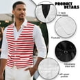thumbnail image 6 of Yuyamidu Red Line Mens Suit Vest Pink Christmas V-Neck 3-Pocket Waistcoat Dress Formal Business Tuxedo Wedding Party, Size XL, 6 of 7