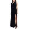 Betsy & Adam Womens Gown One Shoulder Velvet Split-Hem