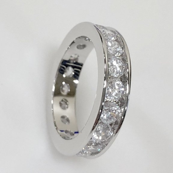 Channel Eternity Band CZ Bling Bling Ring in Rhodium
