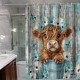 thumbnail image 4 of TIELUTT Rideau de Douche Vache Ferme Floral Drôle Mignon Vache Douche Robuste Transparent Rideau de Douche Léger Rideaux de Douche Double Doublure et Rideau de Douche avec Doublure Rideau de Douche Largeur Courte Lourd Cur, 4 of 4