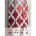 thumbnail image 3 of Red Morocco Sheer Curtains 45 Inch Length 2 Panels Set, Semi Transparent Voile Rod Pocket Curtains for Living Dining Room Bedroom Drapes Rustic Country Smear Street Mottled Art, 3 of 6