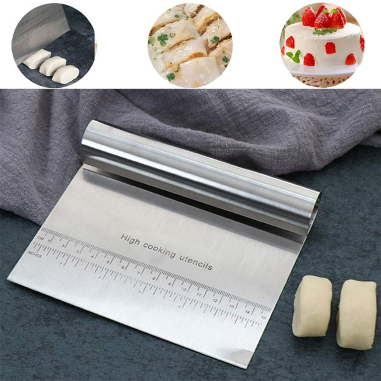 MS WGO Pro Dough Pastry Scraper/Cutter/Chopper Stainless Steel Mirror Polished with Measuring Scale Multipurpose- Cake, Pizza Cutter - Pastry Bread