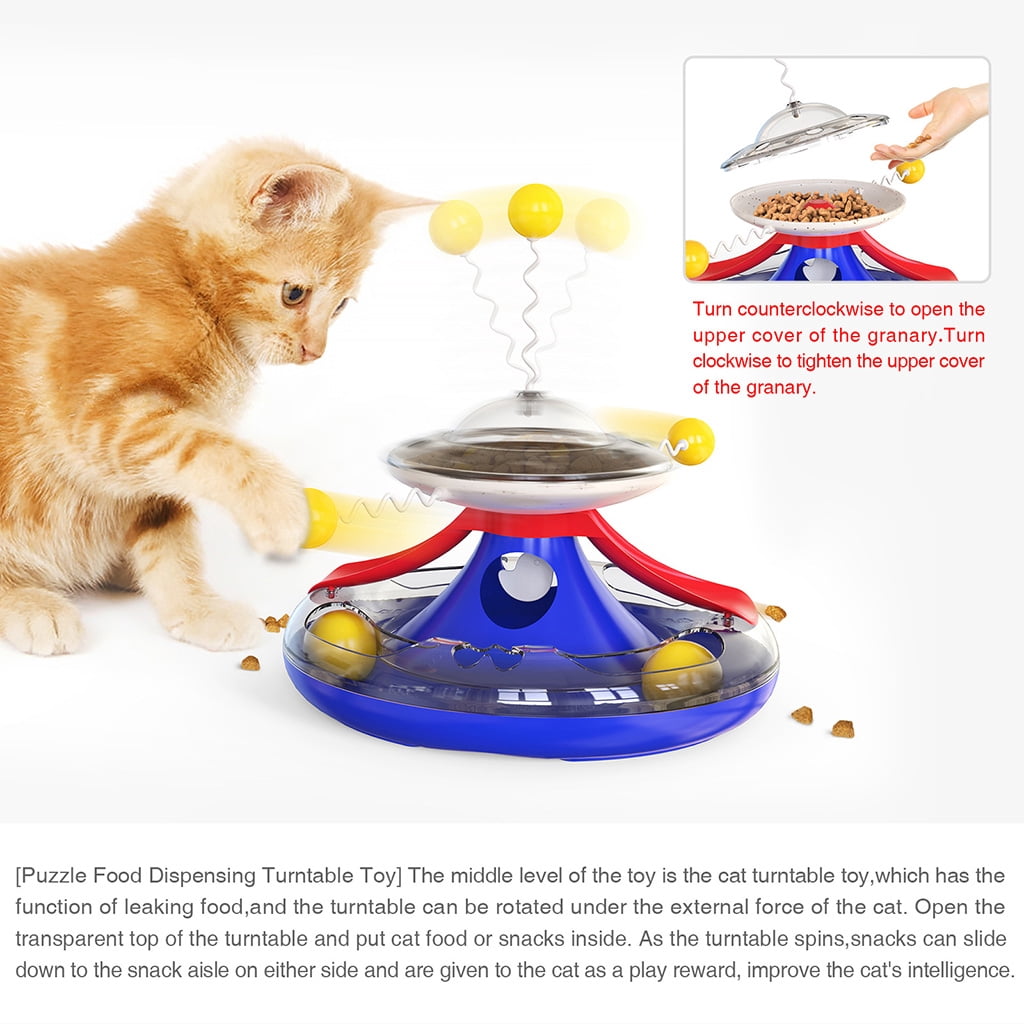 Four-Color Funny Kitten Plush Ball Toys Cats Turntable Funny for Cat Ball Leaking Food Toy Interactive for Cat Toy Durab