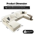 thumbnail image 2 of 157.5" U Shaped Modern Sofa Modular Sectional Cloud Couch with 2 Ottoman,Deep Seat Upholstered Couches with Corduroy Fabric for Living Room Furniture,Bedroom and Apartment,No Assembly Required,White, 2 of 9