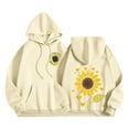 thumbnail image 3 of DDAPJ pyju Womens Cute Graphic Hoodies Oversized Sunflower Print Hooded Sweatshirt Teen Girls Y2K Aesthetic Hoodie with Kangaroo Pocket Beige XXL, 3 of 6