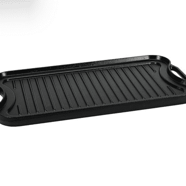 Pre-Seasoned Cast Iron Reversible Rectangular Grill/Griddle, Black