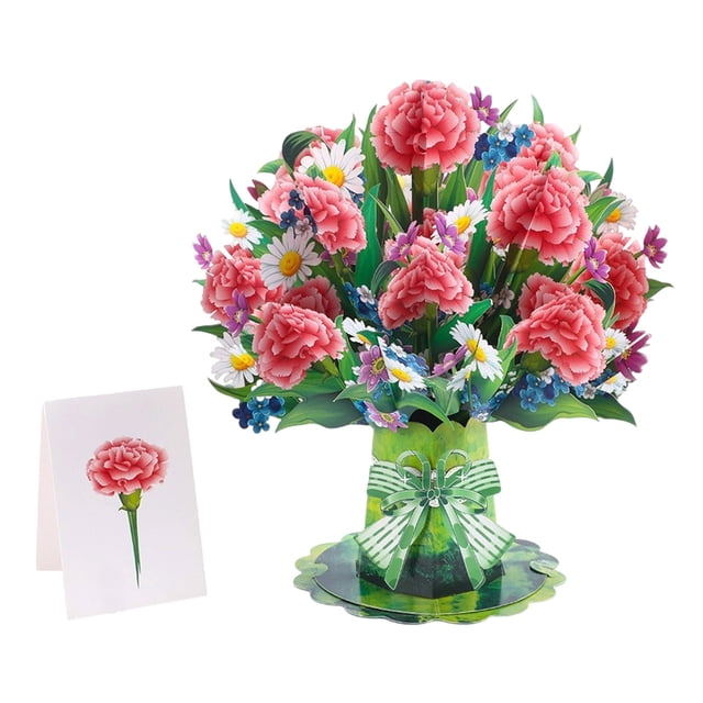 Tarjeta 3D con ramo de papel, tarjeta de San Valentín, tarjetas de felicitación «Forever Valentine» con sobre y nota, temporada de graduaciones, Día de la Madre (9 estilos)