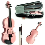 SKY Solid Wood 1/10 Size Kid Violin with Lightweight Case, Brazilwood Bow and, Pink Color