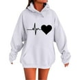 thumbnail image 2 of Dasayo Plus Size Hoodies for Women White Long Sleeve Drawstring Pocket Heart Prints Hoodies Womens Tops M, 2 of 4