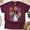 Maroon, variant on Liberty Flower Power T-Shirt for Women, Retro USA Statue of Liberty Graphic Tee, Maroon, Size L