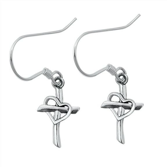 Sterling Silver Promise Heart Cross Outline Love Earrings 925 New Jewelry Female Unisex