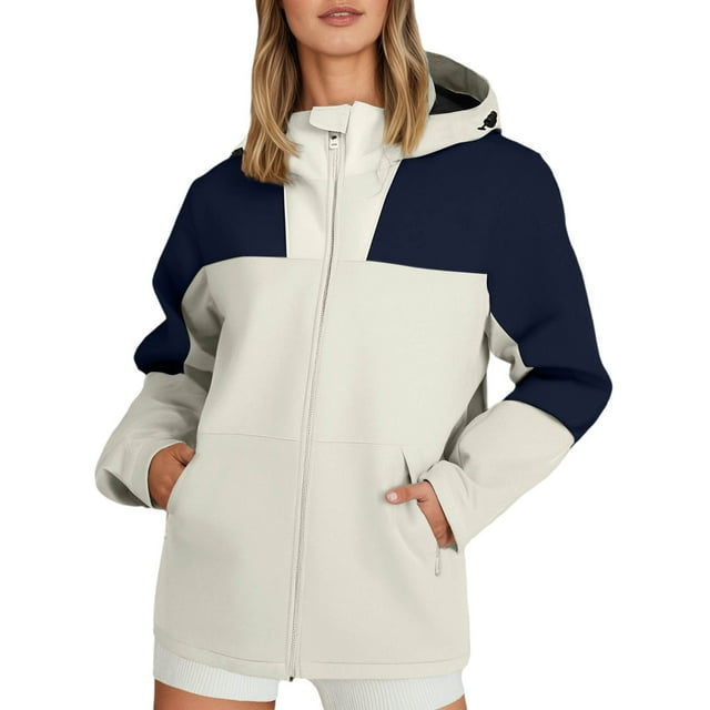Veste Poncho Légère à Capuche Zippée pour Femmes Imperméable pour Randonnée Camping Voyage en Plein Air