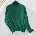 thumbnail image 5 of UJNDER Fall Winter Sweater with Bow for Women Pullover Loose Casual Long Sleeve Dark Green M, 5 of 6