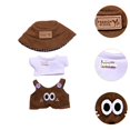 thumbnail image 6 of Vaveren 15-17cm Doll Clothes T Shirt Overalls with Hat Stuffed Animals Clothes Brown, 6 of 8