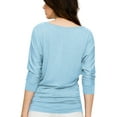 thumbnail image 5 of Made by Johnny Women's Boat Neck 3/4 Sleeve Draped Dolman Top with Side Shirring Premium Shirt XS AQUA, 5 of 6