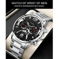 thumbnail image 5 of Fsqjgq Silver Quartz Watches for Men Stainless Steel Calendar Digital Analog Watch Waterproof Dress Wristwatch G, 5 of 7