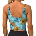 thumbnail image 4 of Goofa Sunflowers Printed Sports Bras for Women, High Impact Running Bra Workout Crop Tank Tops Longline Sports Bra Push up-X-Large, 4 of 9