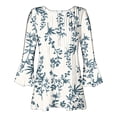 thumbnail image 5 of Pompotops Tunique Décontractée à Manches 3/4 Imprimée Florale Col en V pour Femmes Chemises Basiques d'Été Blouse Plissée Liquidation, 5 of 5