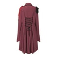 thumbnail image 5 of ZQUUVOU Women's Solid Color Style Halloween Long Sleeved Ruffled Hem Big Dress Burgundy, 5 of 5