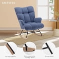 thumbnail image 7 of Nursery Rocking Chair Teddy, Upholstered Glider Rocker with High Backrest, Comfortable Stylish Accent Armchair with Padded Seat for Living Rooms, Bedrooms, SteelBlue, 7 of 7
