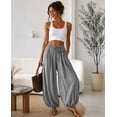 thumbnail image 5 of Lightweight Balloon Pants Women Summer Elastic Waist Casual Baggy Beach Boho Harem Pants Trousers with Pockets, 5 of 8